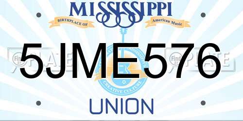 5JME576 Mississippi License Plate