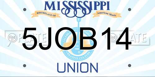 5JOB14 Mississippi License Plate