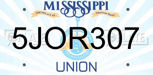 5JOR307 Mississippi License Plate