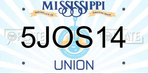 5JOS14 Mississippi License Plate