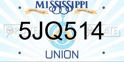 5JQ514 Mississippi License Plate