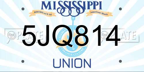 5JQ814 Mississippi License Plate