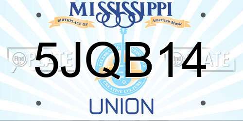 5JQB14 Mississippi License Plate