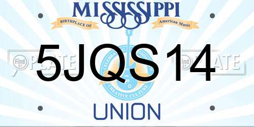 5JQS14 Mississippi License Plate