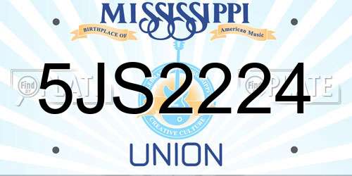 5JS2224 Mississippi License Plate