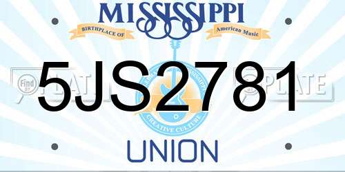 5JS2781 Mississippi License Plate