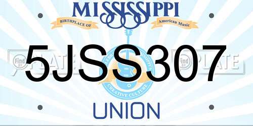 5JSS307 Mississippi License Plate