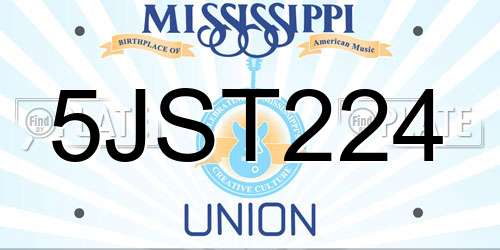 5JST224 Mississippi License Plate