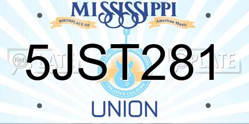 5JST281 Mississippi License Plate