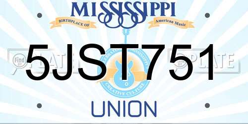 5JST751 Mississippi License Plate