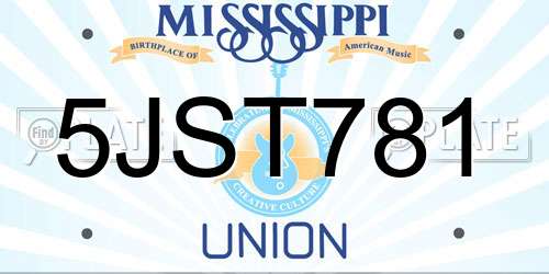 5JST781 Mississippi License Plate