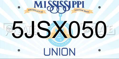 5JSX050 Mississippi License Plate