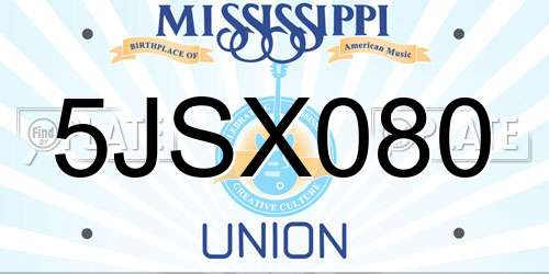 5JSX080 Mississippi License Plate