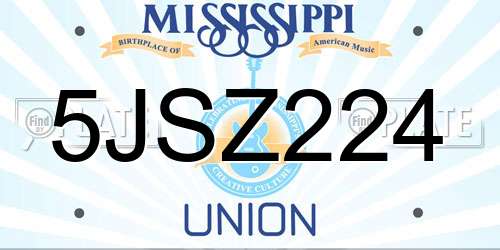 5JSZ224 Mississippi License Plate