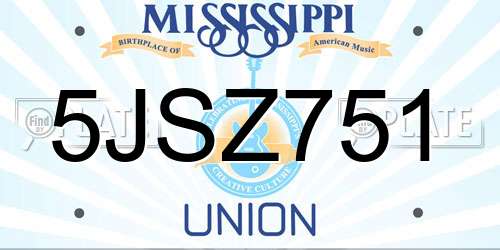 5JSZ751 Mississippi License Plate