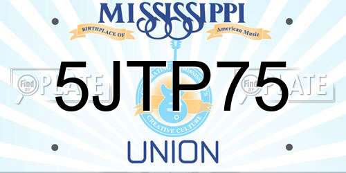 5JTP75 Mississippi License Plate