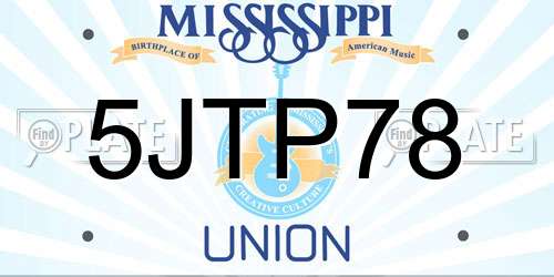 5JTP78 Mississippi License Plate
