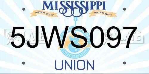 5JWS097 Mississippi License Plate