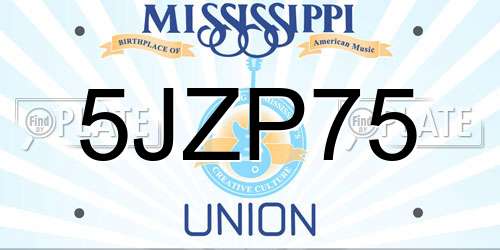 5JZP75 Mississippi License Plate