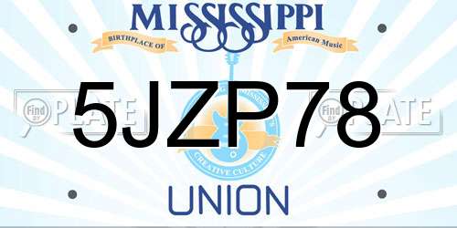 5JZP78 Mississippi License Plate