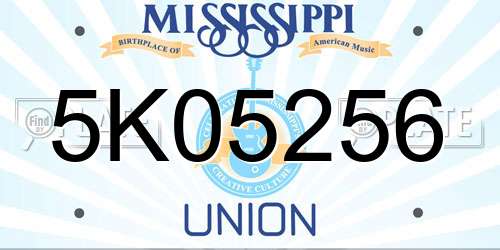 5K05256 Mississippi License Plate