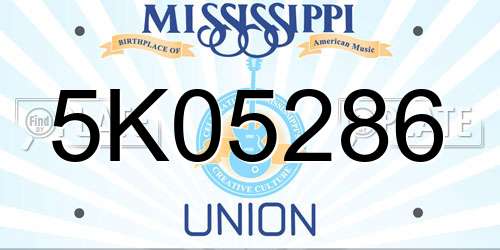 5K05286 Mississippi License Plate