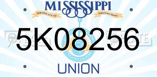 5K08256 Mississippi License Plate