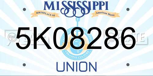 5K08286 Mississippi License Plate