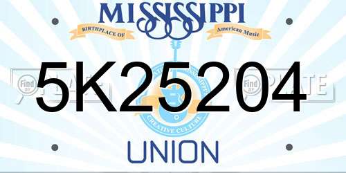 5K25204 Mississippi License Plate