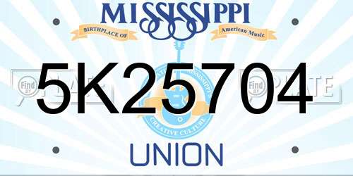 5K25704 Mississippi License Plate