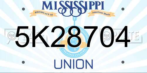 5K28704 Mississippi License Plate