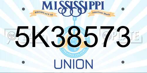 5K38573 Mississippi License Plate