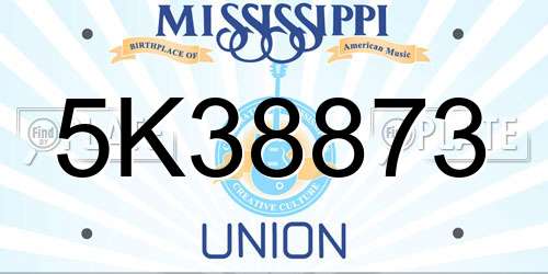 5K38873 Mississippi License Plate