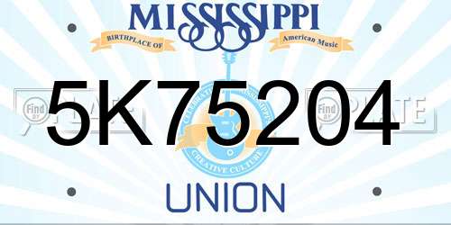 5K75204 Mississippi License Plate