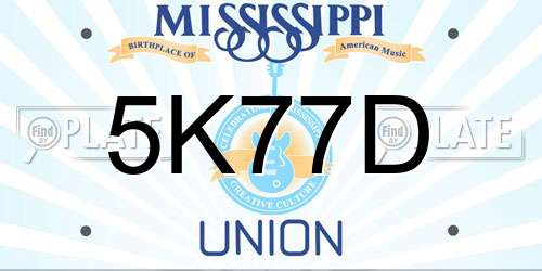 5K77D Mississippi License Plate
