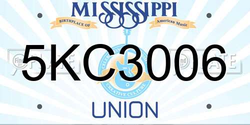5KC3006 Mississippi License Plate