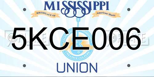 5KCE006 Mississippi License Plate