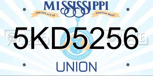 5KD5256 Mississippi License Plate
