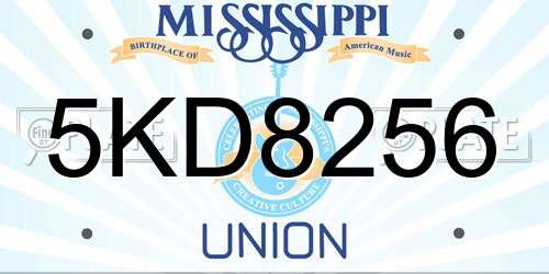 5KD8256 Mississippi License Plate