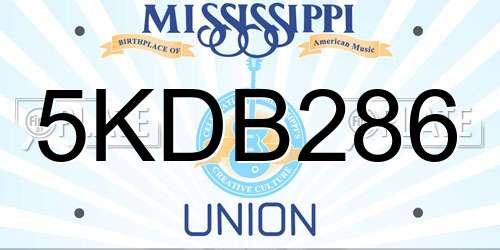 5KDB286 Mississippi License Plate
