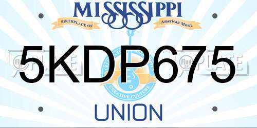 5KDP675 Mississippi License Plate