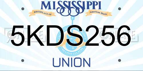 5KDS256 Mississippi License Plate