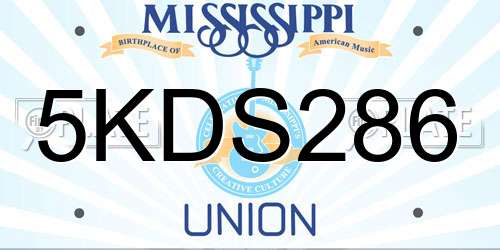 5KDS286 Mississippi License Plate