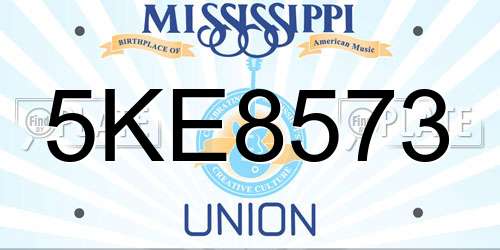 5KE8573 Mississippi License Plate
