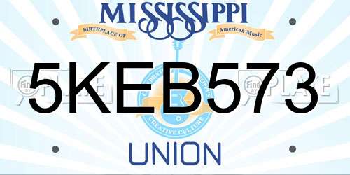 5KEB573 Mississippi License Plate