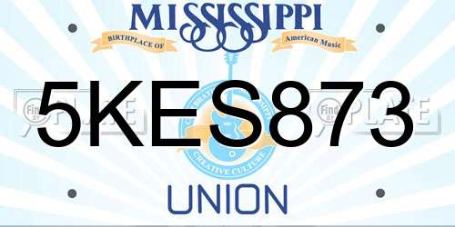 5KES873 Mississippi License Plate