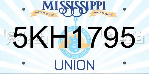 5KH1795 Mississippi License Plate