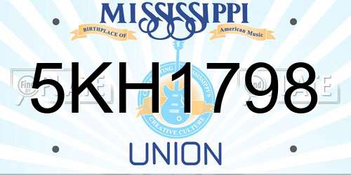 5KH1798 Mississippi License Plate