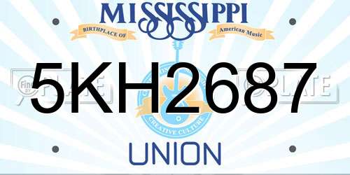 5KH2687 Mississippi License Plate