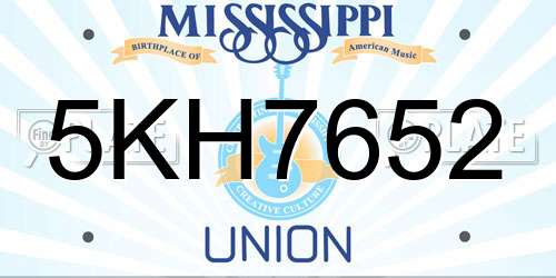 5KH7652 Mississippi License Plate